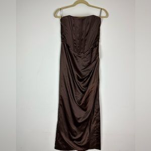 Bardot Everlasting Satin Midi-Dress Brown Size 8